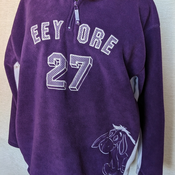 Disney VINTAGE Eeyore  Winnie The Pooh Purple 1/4 Zip Fleece Pullover Pocket NWT - Picture 3 of 15